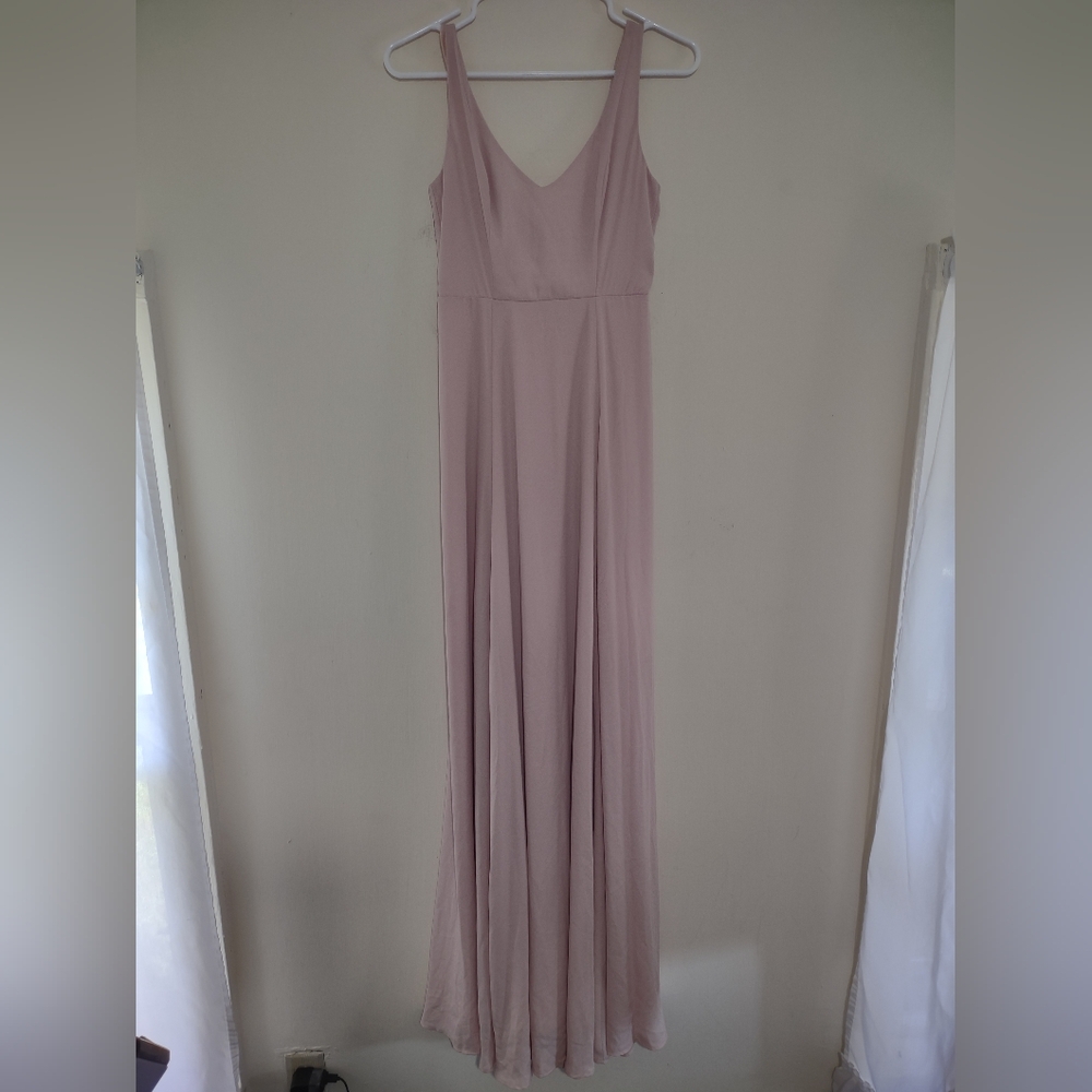 Show Me Your Mumu Jenn Maxi Dress XS Natural Mauve Chiffon Bridesmaid Homecoming - Picture 2 of 6